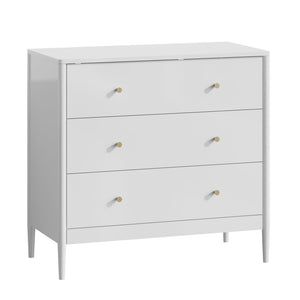 English Elm 3 Drawer White Mdf Chest Compact Modern Storage Cabinet for Bedroom or Entryway W808P390792