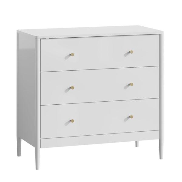 English Elm 3 Drawer White Mdf Chest Compact Modern Storage Cabinet for Bedroom or Entryway W808P390792