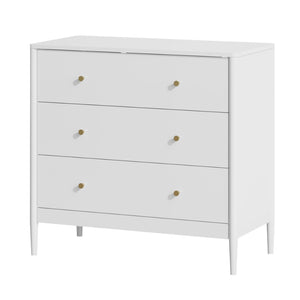English Elm 3 Drawer White Mdf Chest Compact Modern Storage Cabinet for Bedroom or Entryway W808P390792