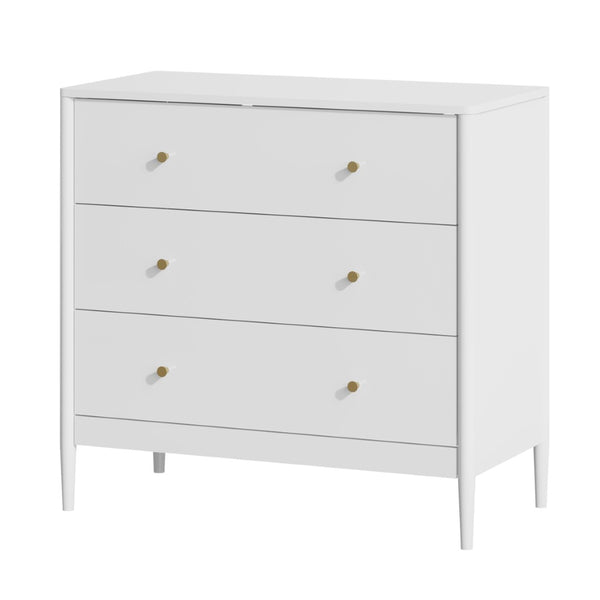 English Elm 3 Drawer White Mdf Chest Compact Modern Storage Cabinet for Bedroom or Entryway W808P390792