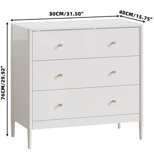 English Elm 3 Drawer White Mdf Chest Compact Modern Storage Cabinet for Bedroom or Entryway W808P390792