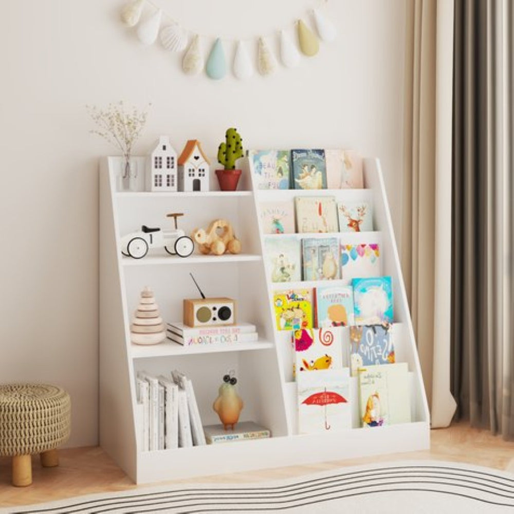 English Elm New Four Tier MDF Kids Bookcase with Toy Bin for Nursery Playroom Organization W808P391564