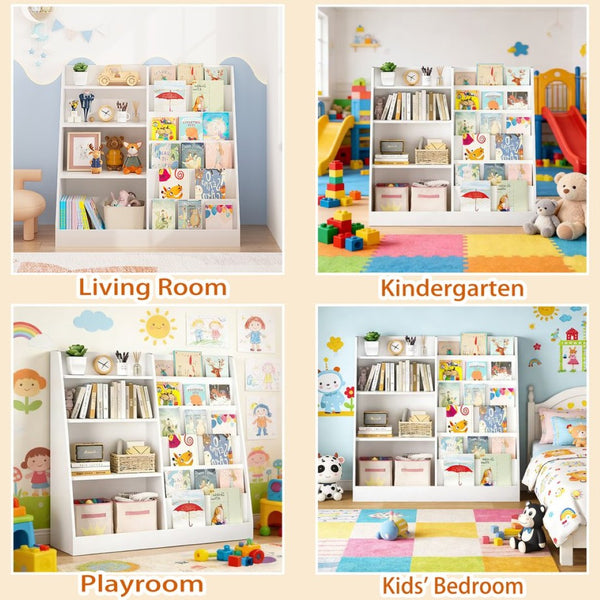 English Elm New Four Tier MDF Kids Bookcase with Toy Bin for Nursery Playroom Organization W808P391564