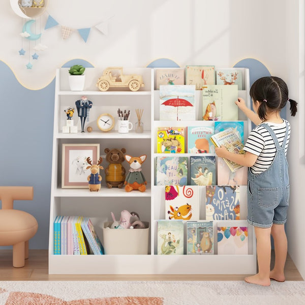 English Elm New Four Tier MDF Kids Bookcase with Toy Bin for Nursery Playroom Organization W808P391564