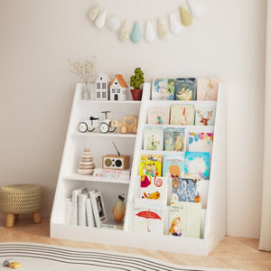 English Elm New Four Tier MDF Kids Bookcase with Toy Bin for Nursery Playroom Organization W808P391564