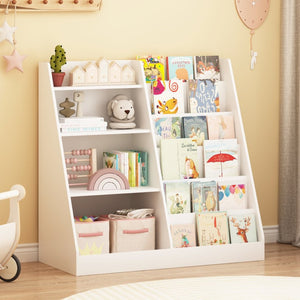 English Elm New Four Tier MDF Kids Bookcase with Toy Bin for Nursery Playroom Organization W808P391564