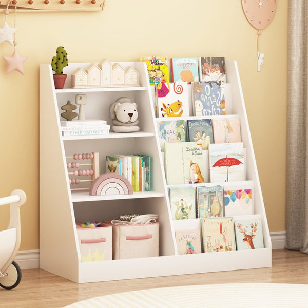 English Elm New Four Tier MDF Kids Bookcase with Toy Bin for Nursery Playroom Organization W808P391564