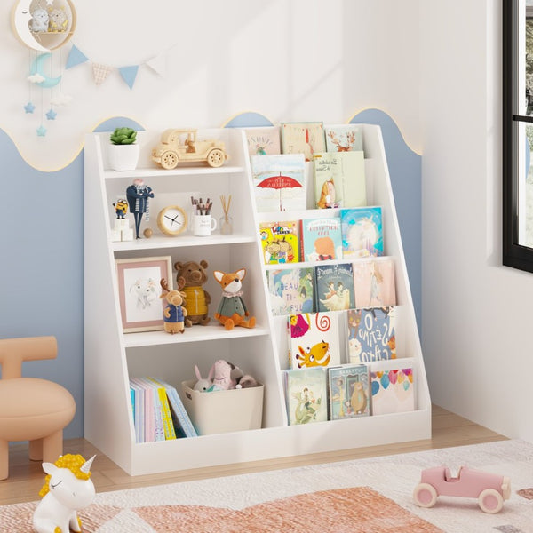 English Elm New Four Tier MDF Kids Bookcase with Toy Bin for Nursery Playroom Organization W808P391564