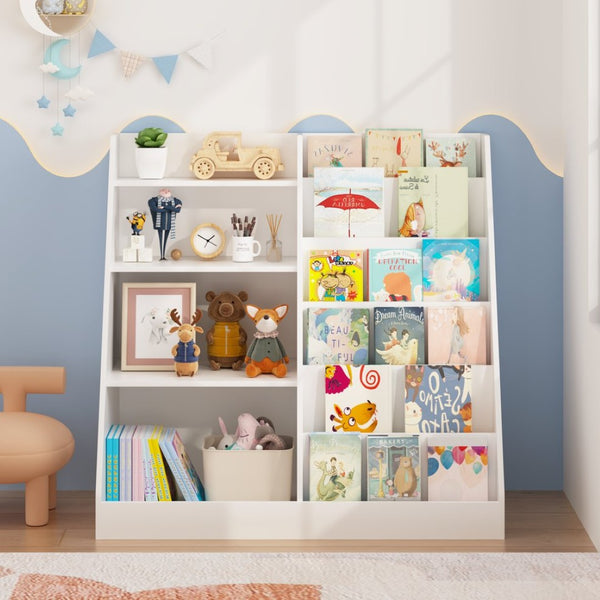 English Elm New Four Tier MDF Kids Bookcase with Toy Bin for Nursery Playroom Organization W808P391564