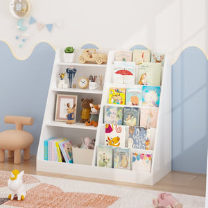 English Elm New Four Tier MDF Kids Bookcase with Toy Bin for Nursery Playroom Organization W808P391564