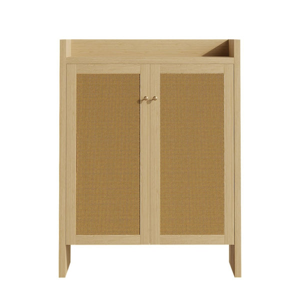 English Elm 42.5 Inch Tall Rattan Door Shoe Cabinet Six Tier Freestanding Organizer for Entryway W808P415446