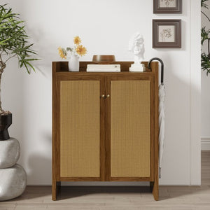 English Elm 42.5 Inch Tall Rattan Door Shoe Cabinet Six Tier Adjustable Entryway Storage Organizer W808P415447