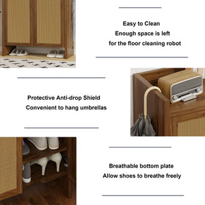 English Elm 42.5 Inch Tall Rattan Door Shoe Cabinet Six Tier Adjustable Entryway Storage Organizer W808P415447