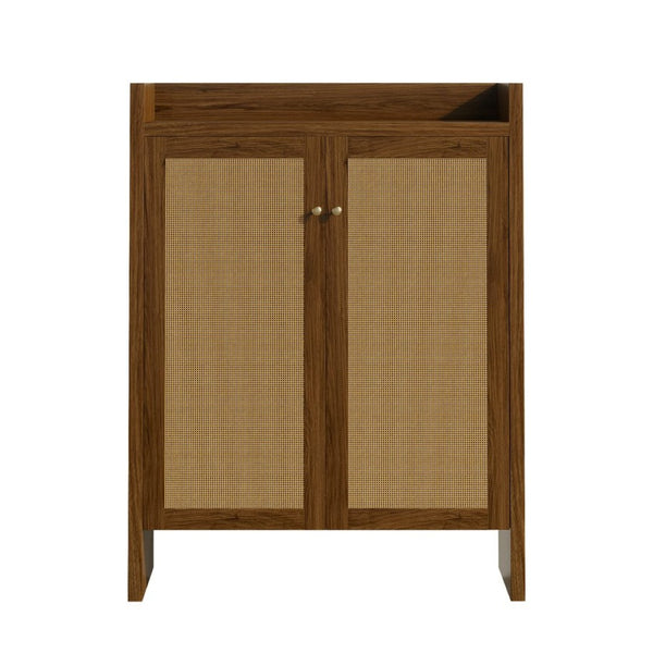 English Elm 42.5 Inch Tall Rattan Door Shoe Cabinet Six Tier Adjustable Entryway Storage Organizer W808P415447