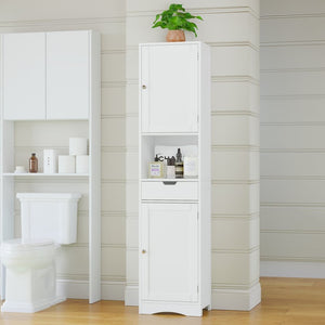 English Elm 67" Tall Mdf Floor Cabinet with 2 Doors 1 Drawer Adjustable Shelves White Finish W808P420585