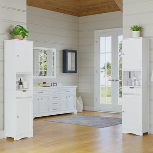 English Elm 67" Tall Mdf Floor Cabinet with 2 Doors 1 Drawer Adjustable Shelves White Finish W808P420585