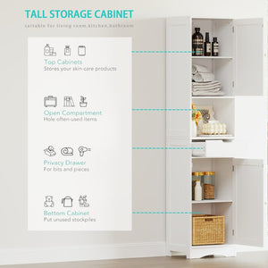 English Elm 67" Tall Mdf Floor Cabinet with 2 Doors 1 Drawer Adjustable Shelves White Finish W808P420585