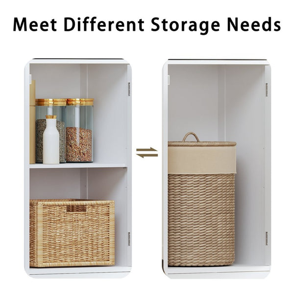 English Elm 67" Tall Mdf Floor Cabinet with 2 Doors 1 Drawer Adjustable Shelves White Finish W808P420585