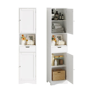 English Elm 67" Tall Mdf Floor Cabinet with 2 Doors 1 Drawer Adjustable Shelves White Finish W808P420585
