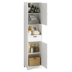English Elm 67" Tall Mdf Floor Cabinet with 2 Doors 1 Drawer Adjustable Shelves White Finish W808P420585