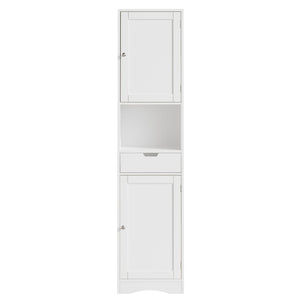 English Elm 67" Tall Mdf Floor Cabinet with 2 Doors 1 Drawer Adjustable Shelves White Finish W808P420585