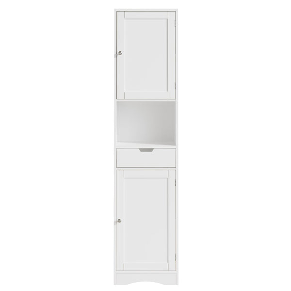 English Elm 67" Tall Mdf Floor Cabinet with 2 Doors 1 Drawer Adjustable Shelves White Finish W808P420585