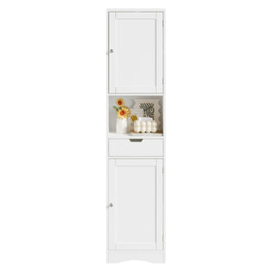 English Elm 67" Tall Mdf Floor Cabinet with 2 Doors 1 Drawer Adjustable Shelves White Finish W808P420585