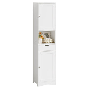 English Elm 67" Tall Mdf Floor Cabinet with 2 Doors 1 Drawer Adjustable Shelves White Finish W808P420585