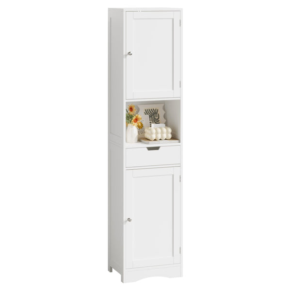 English Elm 67" Tall Mdf Floor Cabinet with 2 Doors 1 Drawer Adjustable Shelves White Finish W808P420585