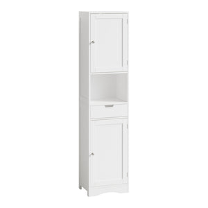 English Elm 67" Tall Mdf Floor Cabinet with 2 Doors 1 Drawer Adjustable Shelves White Finish W808P420585