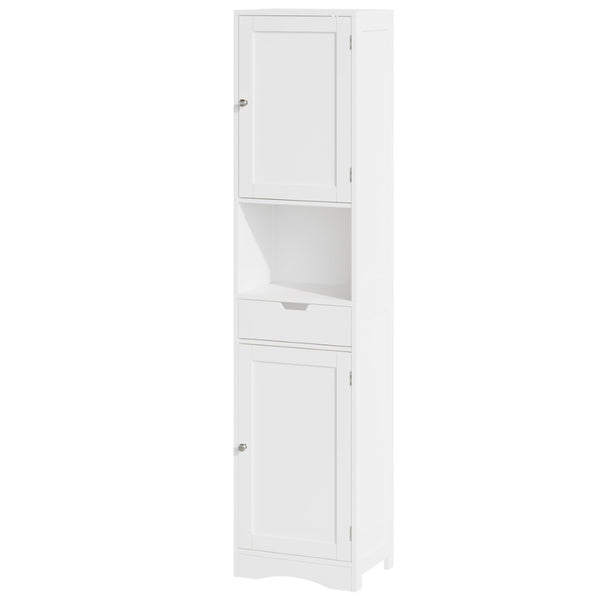 English Elm 67" Tall Mdf Floor Cabinet with 2 Doors 1 Drawer Adjustable Shelves White Finish W808P420585