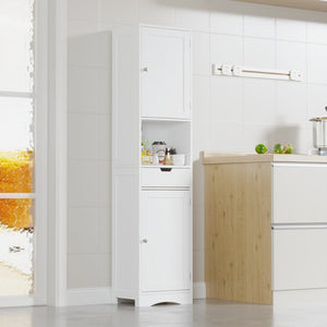 English Elm 67" Tall Mdf Floor Cabinet with 2 Doors 1 Drawer Adjustable Shelves White Finish W808P420585