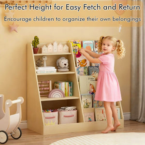 English Elm Kids Four Tier Wooden Bookcase Open Shelf Organizer for Nursery Playroom Bedroom W808P432003