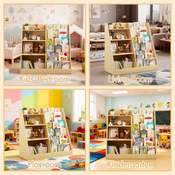 English Elm Kids Four Tier Wooden Bookcase Open Shelf Organizer for Nursery Playroom Bedroom W808P432003