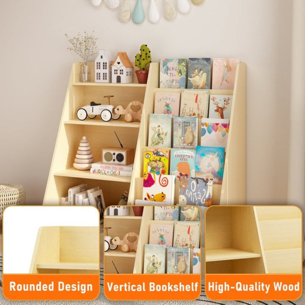 English Elm Kids Four Tier Wooden Bookcase Open Shelf Organizer for Nursery Playroom Bedroom W808P432003