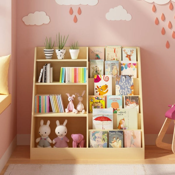 English Elm Kids Four Tier Wooden Bookcase Open Shelf Organizer for Nursery Playroom Bedroom W808P432003