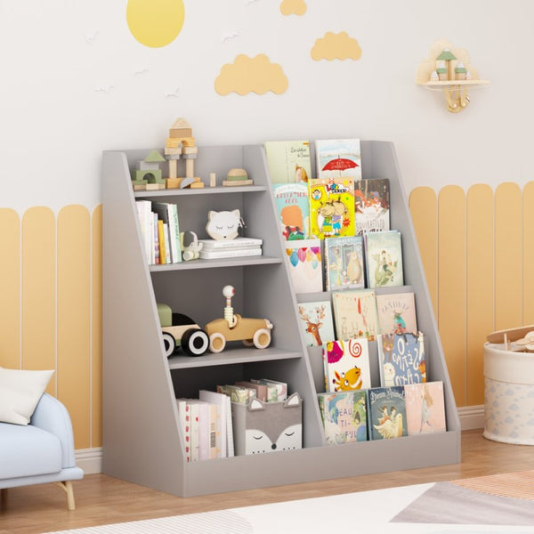 English Elm Kids Four Tier Wooden Bookcase with Toy Bin Organizer for Playroom or Nursery W808P434870