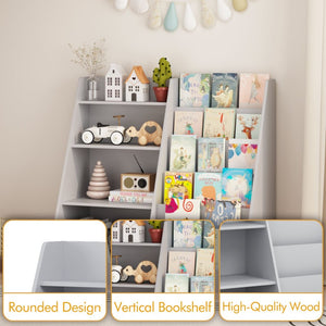English Elm Kids Four Tier Wooden Bookcase with Toy Bin Organizer for Playroom or Nursery W808P434870