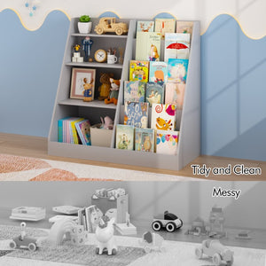 English Elm Kids Four Tier Wooden Bookcase with Toy Bin Organizer for Playroom or Nursery W808P434870