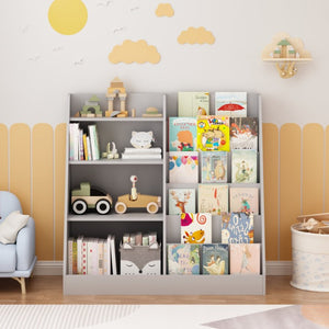 English Elm Kids Four Tier Wooden Bookcase with Toy Bin Organizer for Playroom or Nursery W808P434870