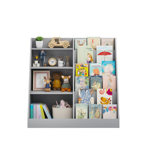 English Elm Kids Four Tier Wooden Bookcase with Toy Bin Organizer for Playroom or Nursery W808P434870
