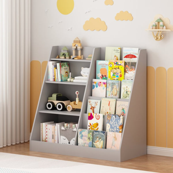 English Elm Kids Four Tier Wooden Bookcase with Toy Bin Organizer for Playroom or Nursery W808P434870