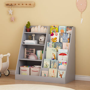 English Elm Kids Four Tier Wooden Bookcase with Toy Bin Organizer for Playroom or Nursery W808P434870