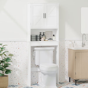 English Elm Over Toilet Bathroom Cabinet Freestanding White Organizer with Adjustable Shelf Open Rack W808P440630