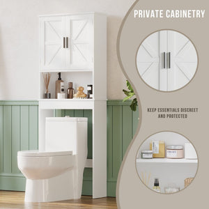English Elm Over Toilet Bathroom Cabinet Freestanding White Organizer with Adjustable Shelf Open Rack W808P440630