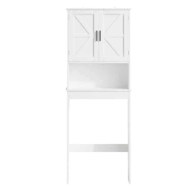 English Elm Over Toilet Bathroom Cabinet Freestanding White Organizer with Adjustable Shelf Open Rack W808P440630
