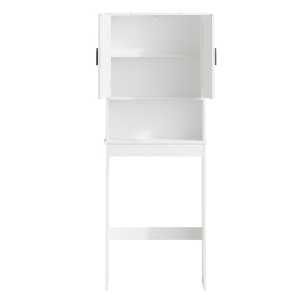 English Elm Over Toilet Bathroom Cabinet Freestanding White Organizer with Adjustable Shelf Open Rack W808P440630