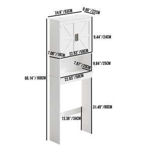 English Elm Over Toilet Bathroom Cabinet Freestanding White Organizer with Adjustable Shelf Open Rack W808P440630