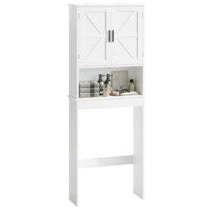 English Elm Over Toilet Bathroom Cabinet Freestanding White Organizer with Adjustable Shelf Open Rack W808P440630
