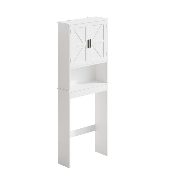 English Elm Over Toilet Bathroom Cabinet Freestanding White Organizer with Adjustable Shelf Open Rack W808P440630